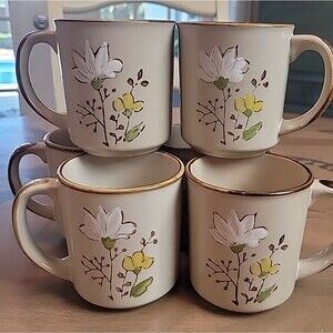 Vintage JI Stonecrest Casualstone Korea Coffee Cup Mugs  #602 MCM Lot Of 6